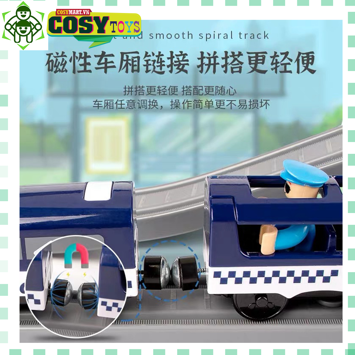 Mô hình đường ray xe lửa lắp ráp cao cấp chạy bằng pin (bản 66 Chi tiết)