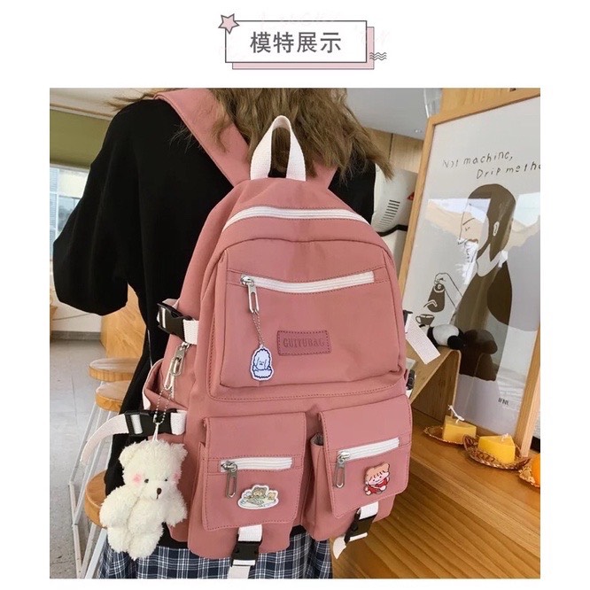 Ba lô trong MIKA chất vải canvas chống thấm tặng kèm  ghim cài