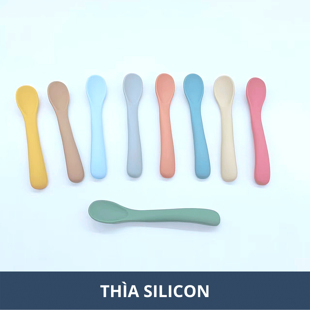 Thìa muỗng ăn dặm Silicon Cán Gỗ nhiều màu cho bé