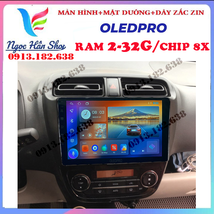 [Hỗ trợ lắp đặt Hà Nội] Màn hình kết nối wifi OLEDPRO Android 10. cho xe MITSUBISHI ATTRAGE, RAM 1G ROM 16G, kính cường lực 2.5D, tích hợp sẵn bản đồ NAVITEL, YOUTUBE VANCD