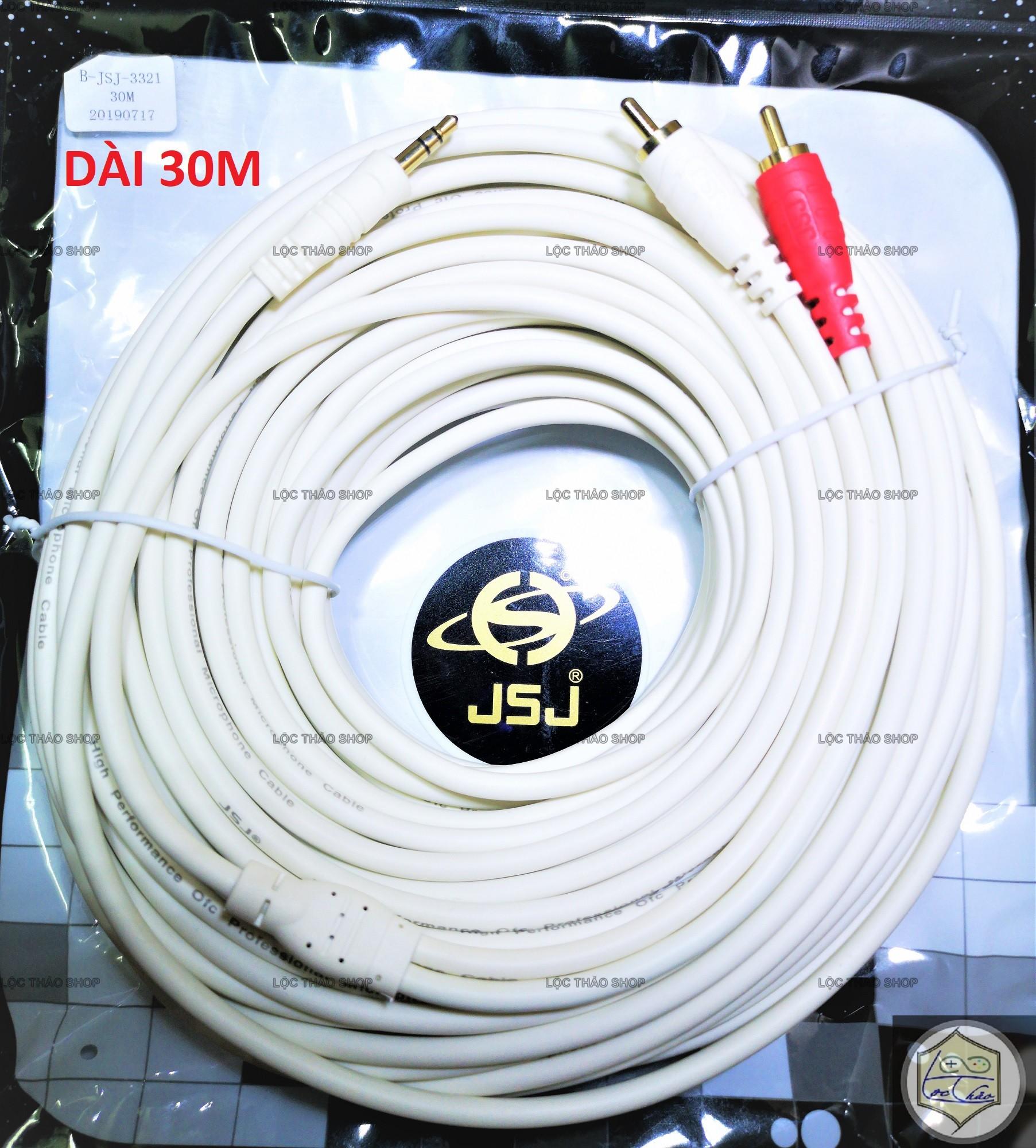 Cáp loa jack 3.5 ra 2 AV Hoa sen dài 30M Cao Cấp