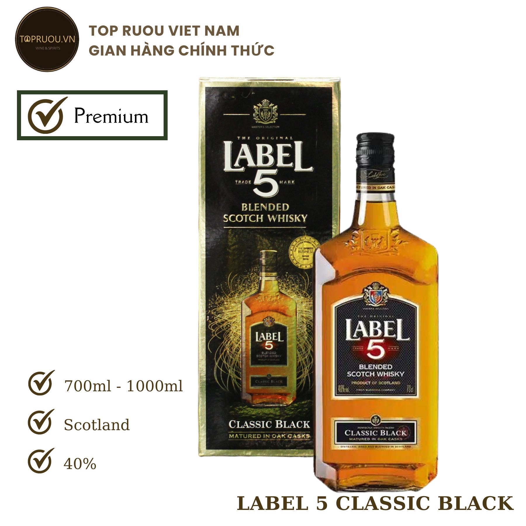 [TopRuouVietNam] Rượu Whisky Label 5 700ml - 1000ml [Hàng Thật]