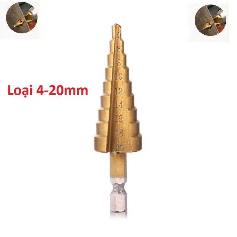 Mũi khoan bước tháp 4-32mm Titanium siêu bền _TKDN
