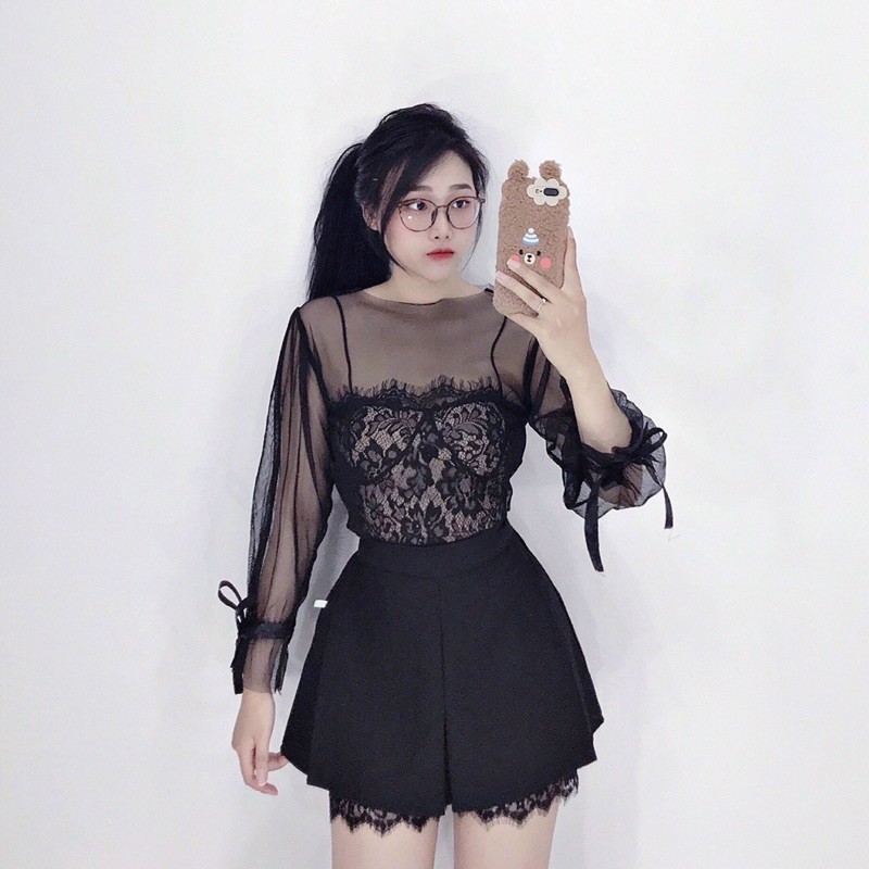 Áo Hai Dây Cúp Ngực Ren Sexy A01 (Không Có Mút Ngực)
