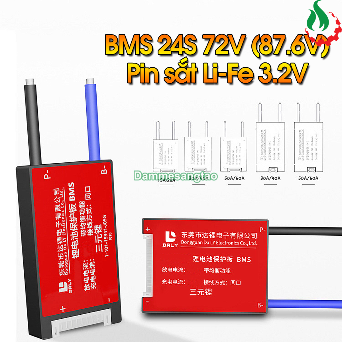 Mạch 24S 72V (87.6V) Daly bảo vệ pin sắt Li-Fe 3.2V xe điện
