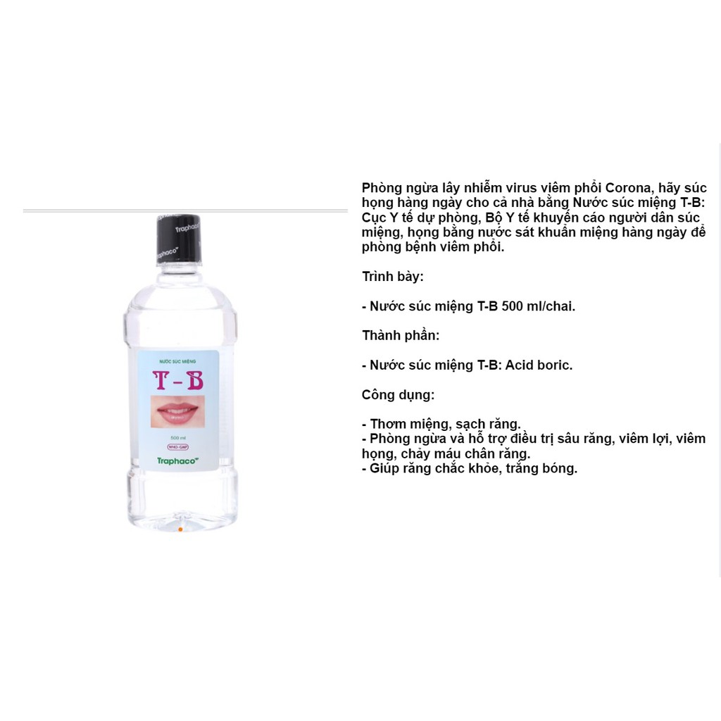 Nước súc miệng TB Traphaco (500ml)