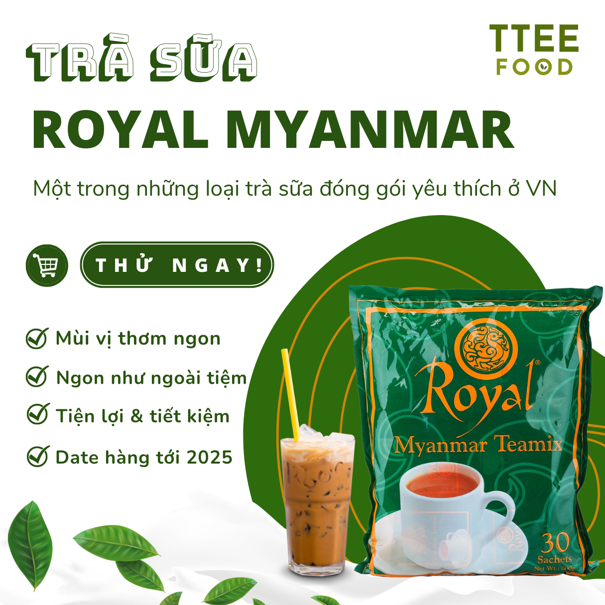 Combo 2 - Trà sữa tự pha hòa tan ROYAL MYANMAR  600g - CHÍNH GỐC - DATE 2027