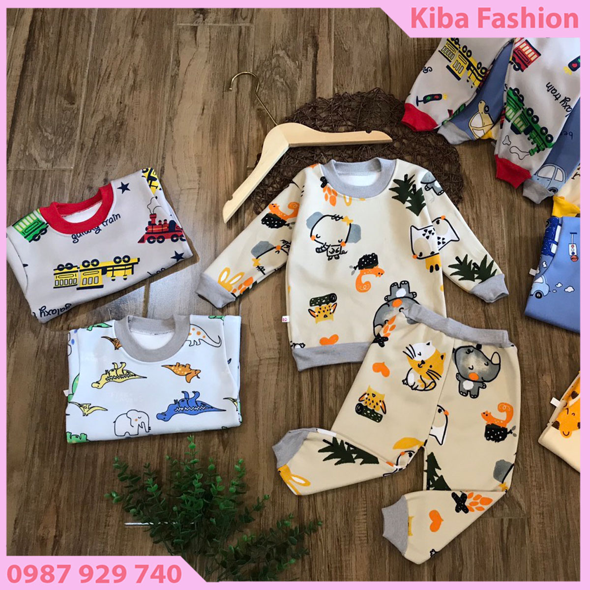 Bộ nỉ lót lông chất đẹp cho bé trai từ 5-14kg BNT (ảnh thật)