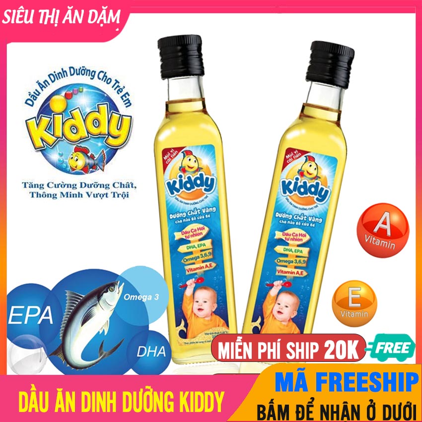 Dầu Ăn Cho Bé KIDDY Dầu Cá Hồi, Chứa Dha, Omega 3