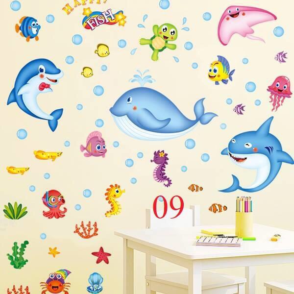 decal dán tường cho bé  mẫu cá heo con. 1m2x1m5t