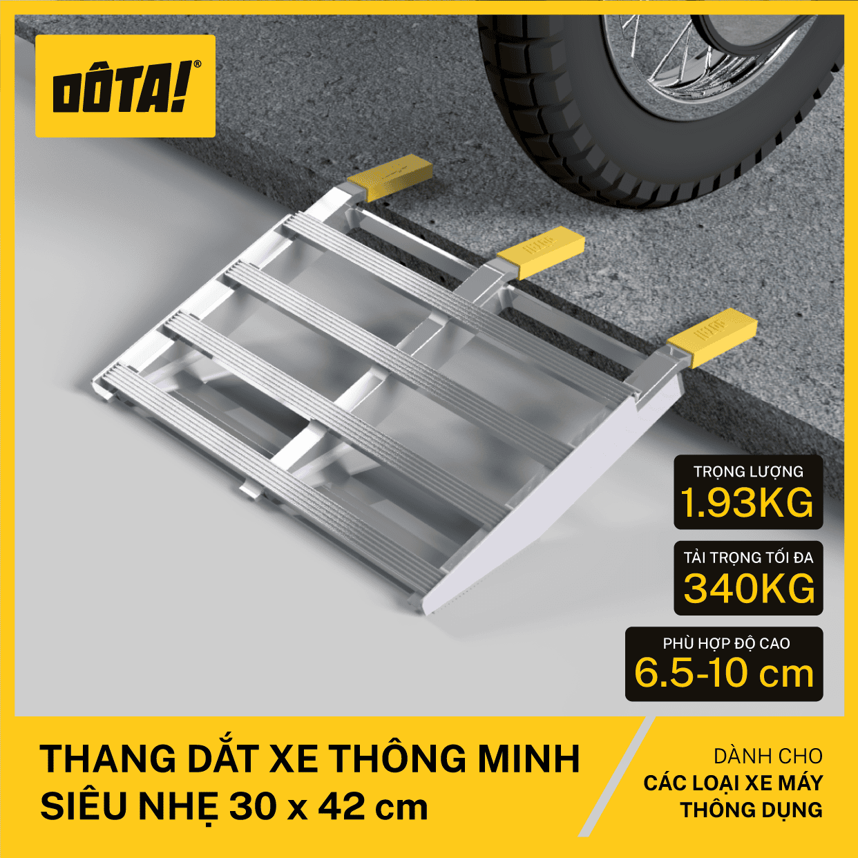 Thang Dắt Xe Thông Minh Siêu Nhẹ (cho thềm cao từ 6.5 đến 40 cm)
