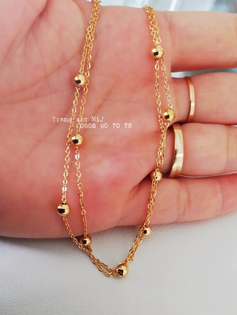 Lắc chân titan dây đôi bi nhỏ
