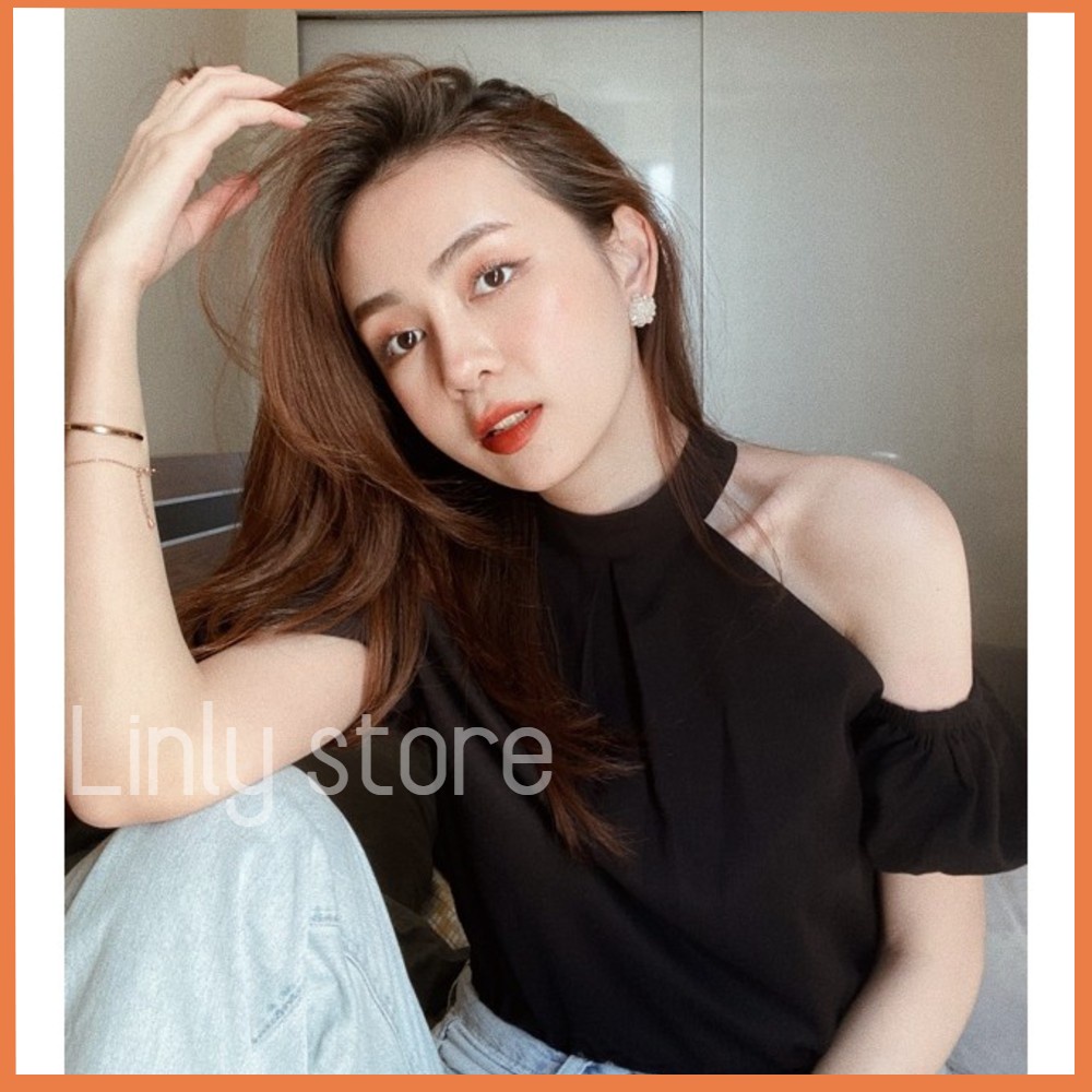 Set áo hở vai cổ yếm tay bồng Linly Store