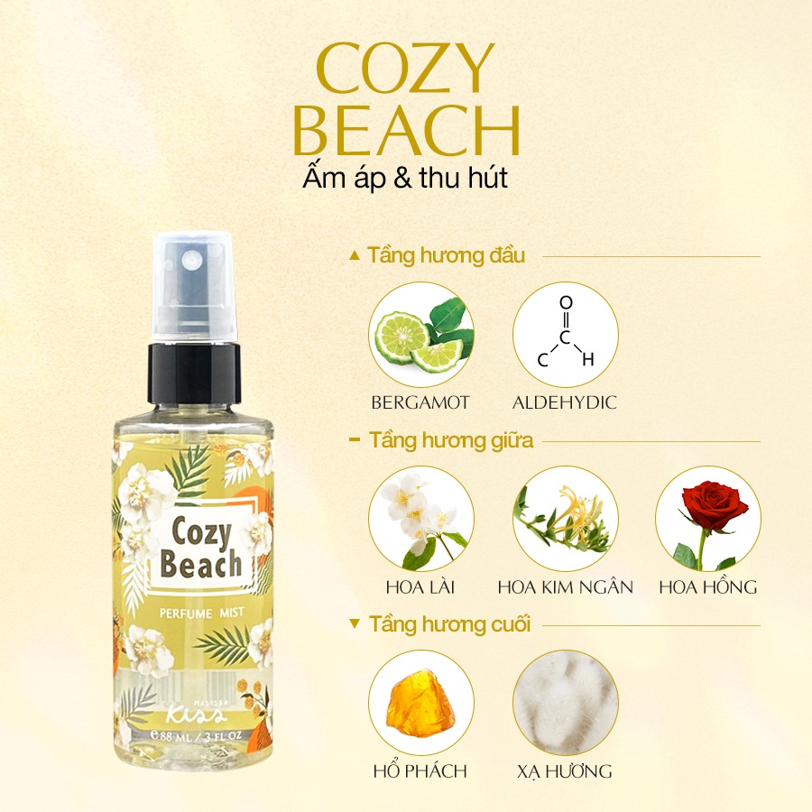 Xịt Thơm Body Malissa Kiss Cozy Beach Perfume Mist