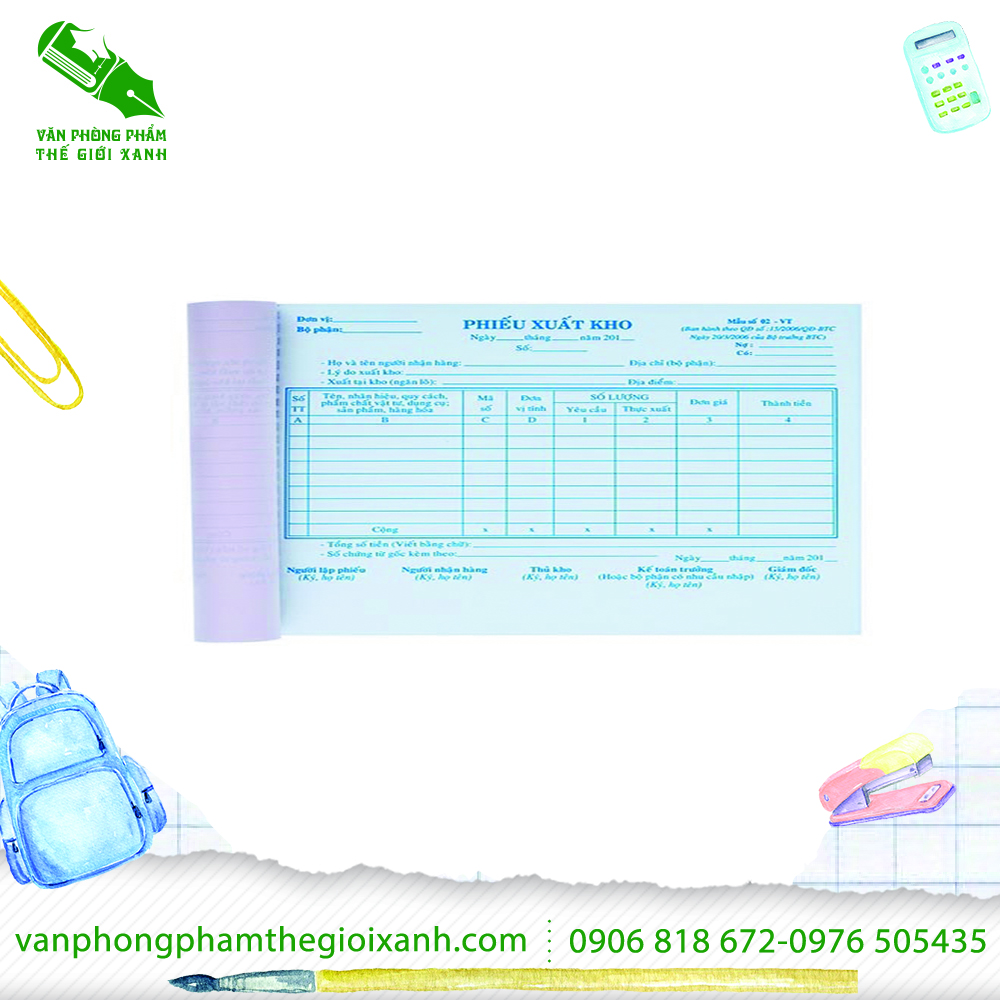 Phiếu xuất kho 2 liên a5 15x21 50 bộ