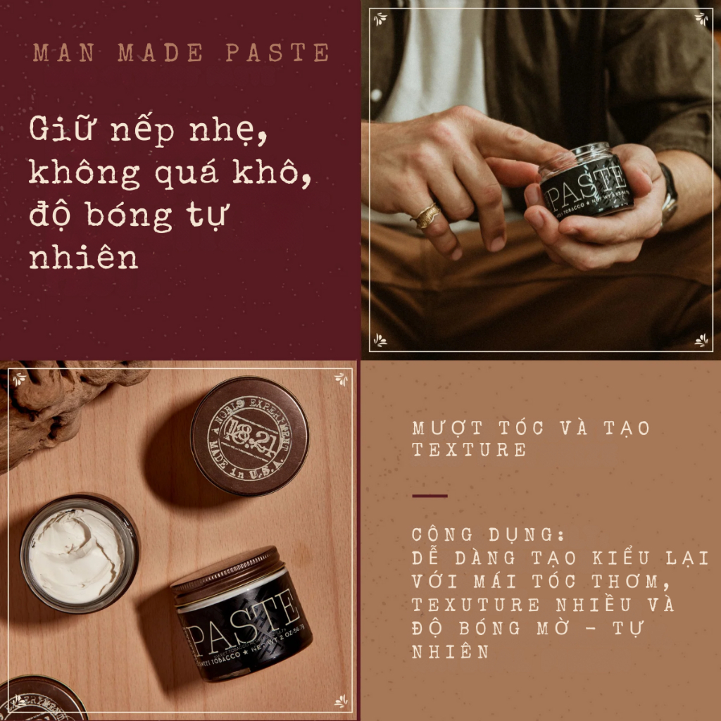 [FULL LINE] Sáp vuốt tóc 18.21 Man Made (Clay - Wax - Paste - Pomade)