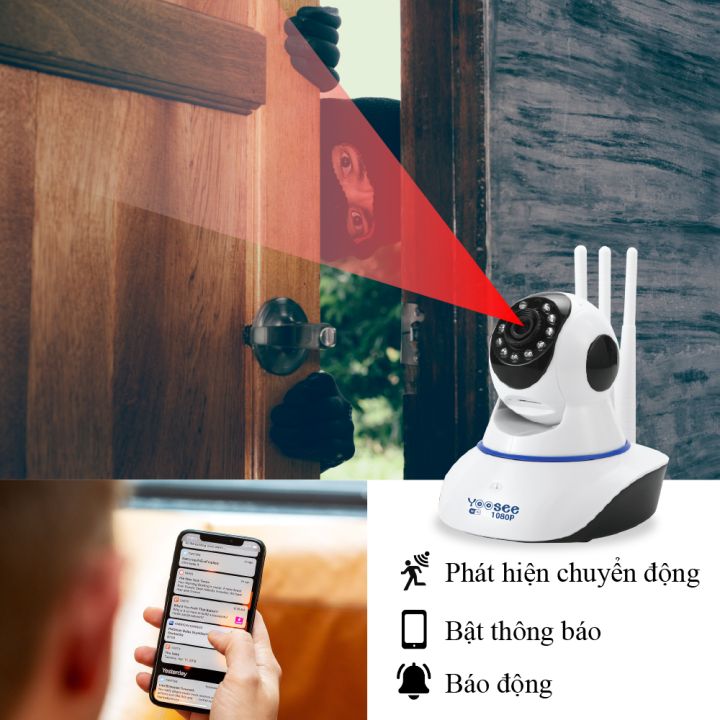 Camera IP YooSee WIFI Xoay 360 Độ, Ban Đêm Có Màu Quan Sát Rõ Ngày Và Đêm FULL HD 1080p 3.0mpx Báo Động Chống Trộm - Chính Hãng camera