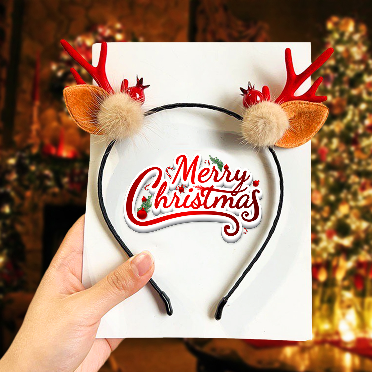 Băng đô Giáng sinh xinh xắn đơn giản Baby-S, Cài tóc Noel sừng tuần lộc phù hợp cho mọi lứa tuổi – SNOEL014