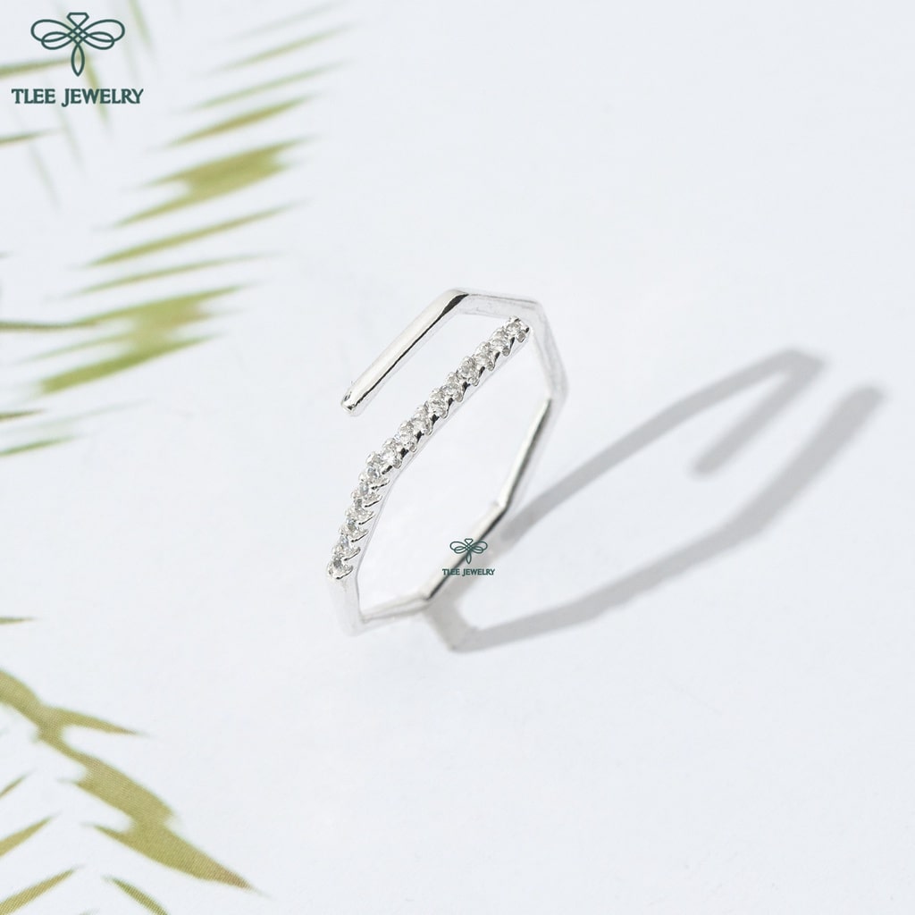 Nhẫn bạc nữ TLEE khúc cây đính đá freesize cao cấp TleeJewelry A0277