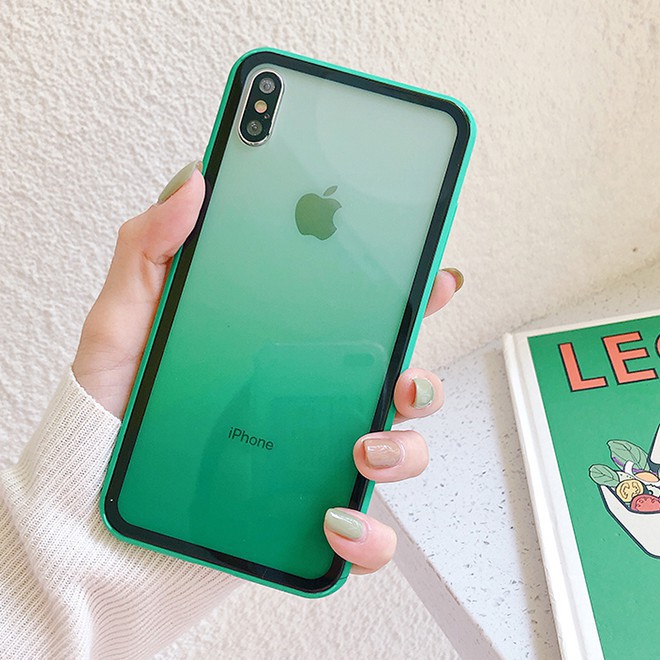 Ốp Iphone OMBRE nhám 2 màu mica viền silicon