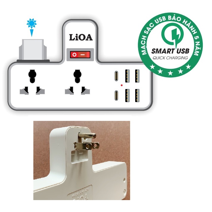 Ổ cắm nối chia 4 ổ đa năng lioa new