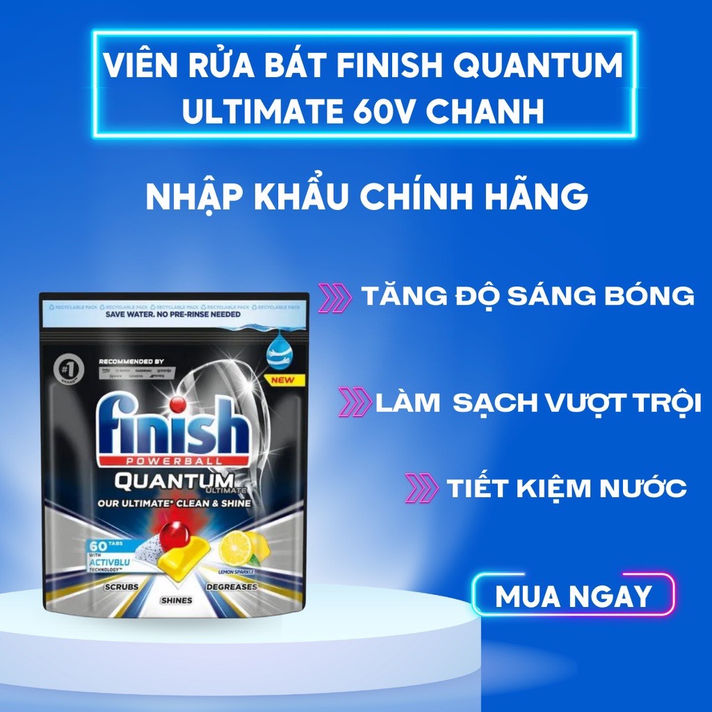 [HCM] Viên rửa Finish Quantum/ Quantum Ultimate/Ultimate Pro/ Ultimate Pro Eco 0% dùng cho máy rửa chén bát