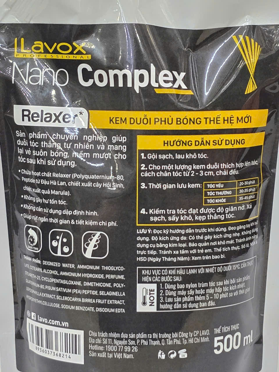Thuốc Duỗi Phủ Bóng 1 Bước LAVOX NANO COMPLEX 500ml