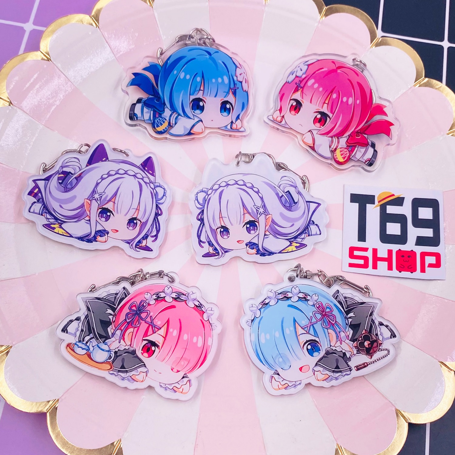 Móc khóa mica anime Re: Zero (In 2 mặt khác nhau) [T69 Shop]