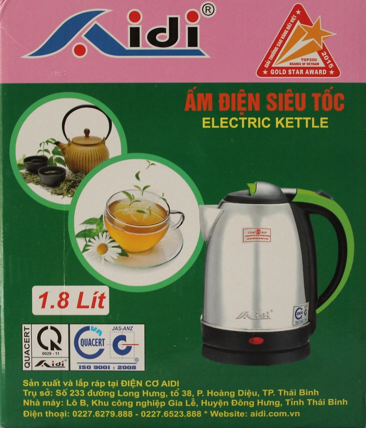 Bình ấm điện siêu tốc Aidi 1,8L