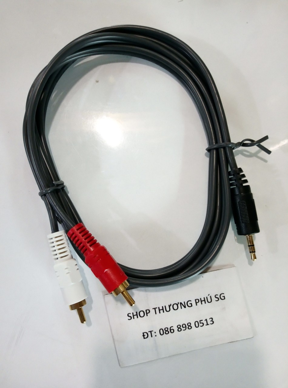 HCMCáp âm thanh Dtech chuẩn 3.5mm ra 2 AV - Cáp dài 1.5M