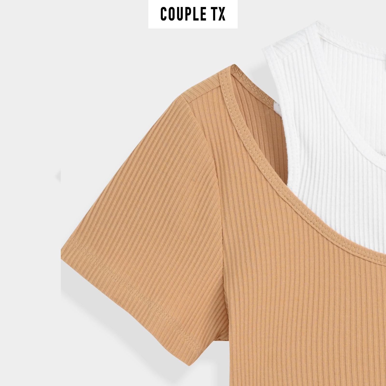 Áo Thun Nữ COUPLE TX - Áo Nữ Kiểu Đẹp Vải Gân Kiểu Phối 2 Layer WTS 2255