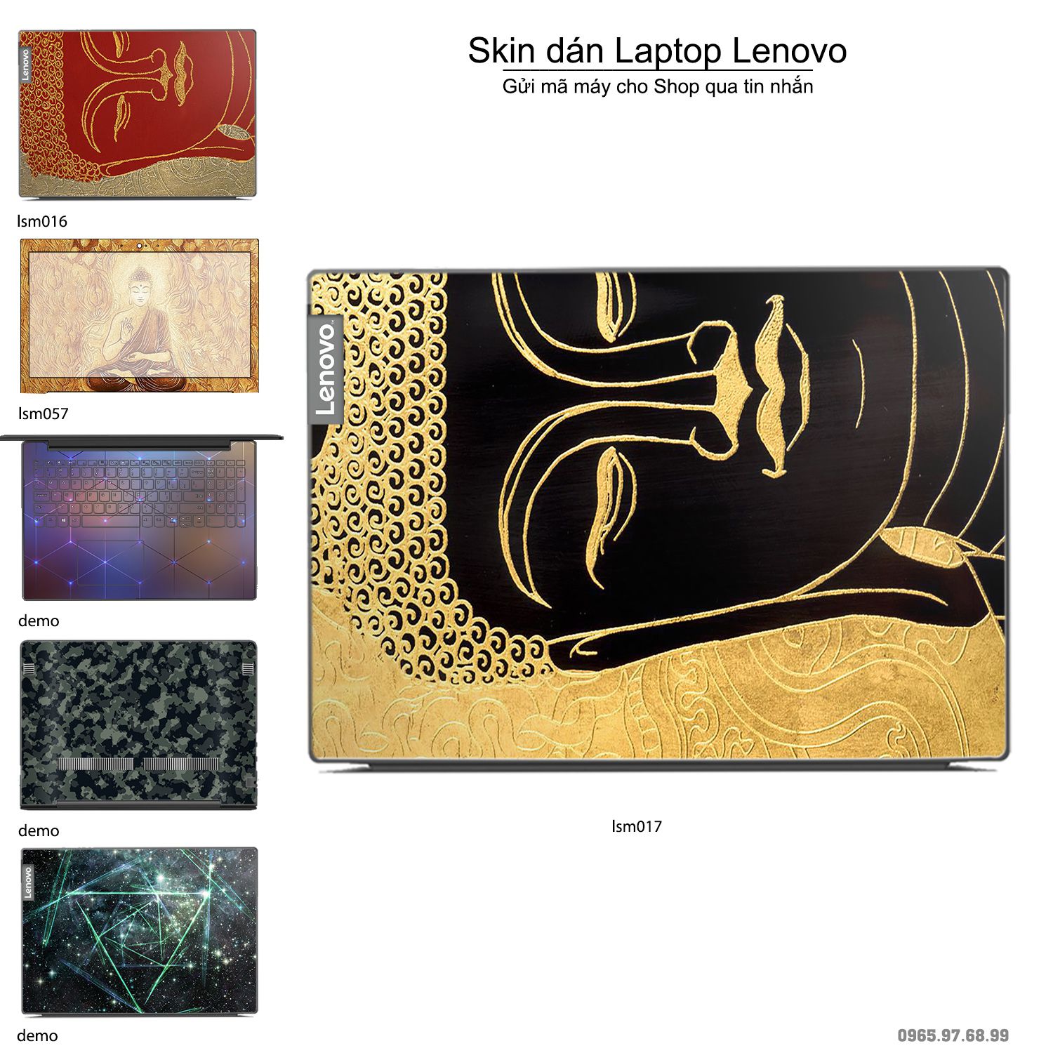 Decal Skin dán Laptop Lenovo mẫu Đức Phật (inbox mã máy cho shop)