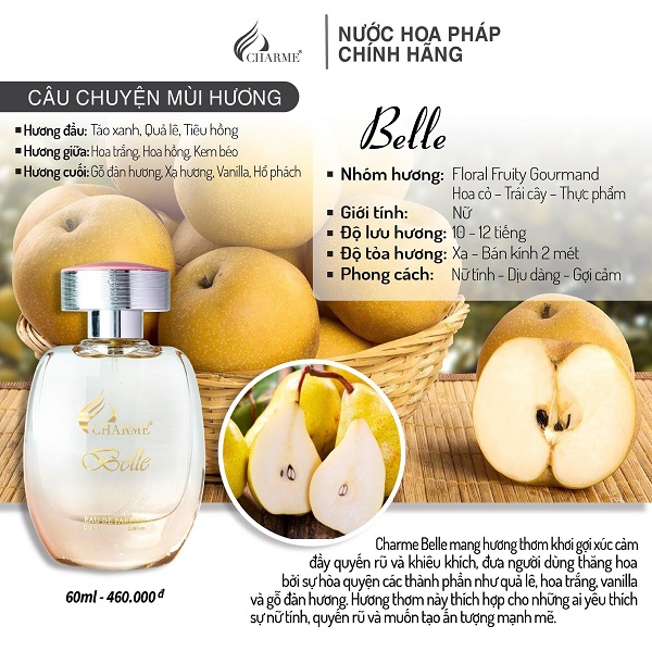 Nước hoa nữ Char.me Belle -  NỮ TÍNH, GỢI CẢM VÀ TINH TẾ (60ML)