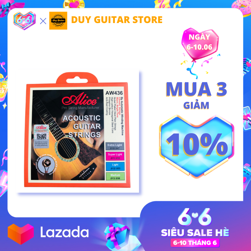 Bộ 6 dây đàn guitar acoustic Alice AW436 âm thanh tự nhiên và chân thật có độ bền cao dễ dàng sử dụng - Duy Guitar Store Phụ kiện đàn guitar giá tốt