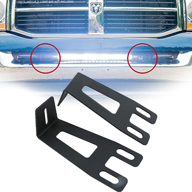 20 Inch (19 to 21 Inch) Straight LED Light Bar Bumper Recess-Hidden Mount Bracket | Compatible for Dodge Ram 2003 - 2018 Model 2500 and 3500