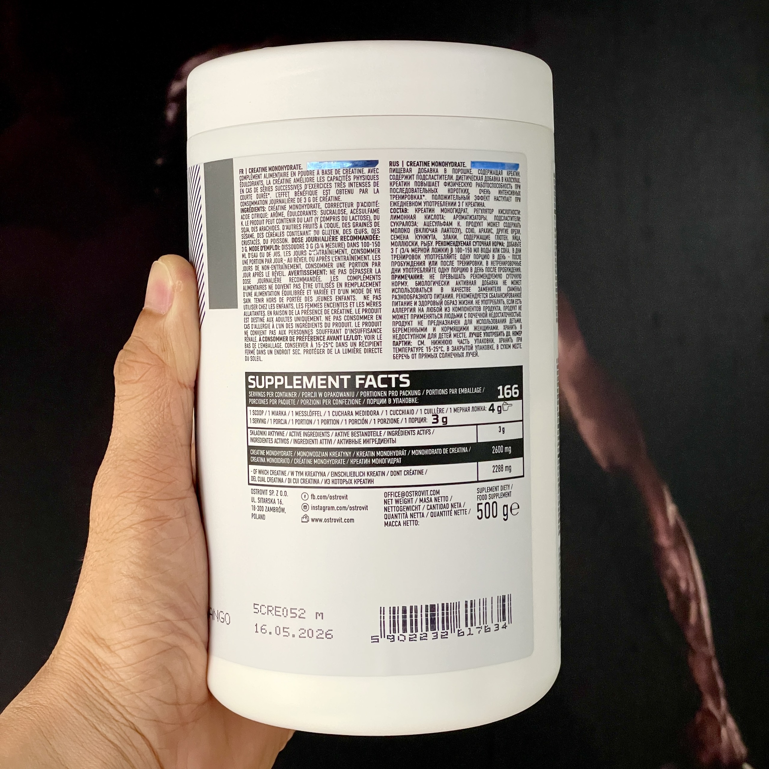 Ostostuff Creatine Monohydrate (300g, 500g) for muscle enhancement, strength & Performance