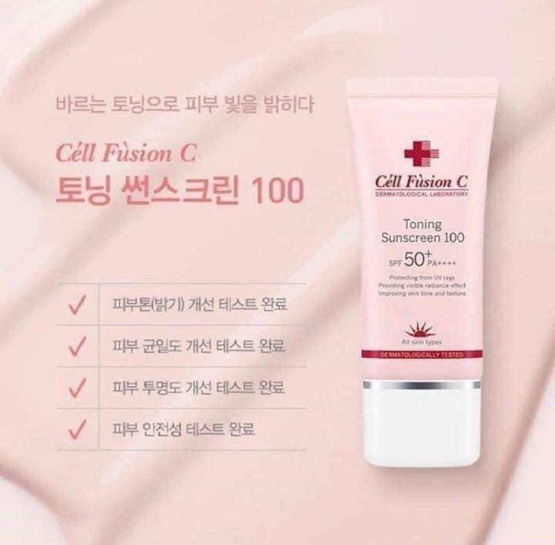Kem chống nắng Cell Fusion C ánh hồng Toning Sunscreen 100 SPF 50+/PA+++ nhập khẩu