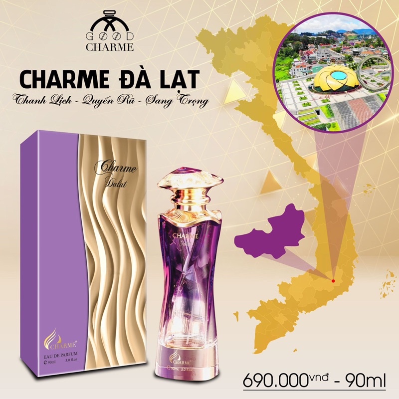 [Chính Hãng] Nước Hoa Tỉnh Thành CHARMEDALAT 90ml ( date 3/2025 )