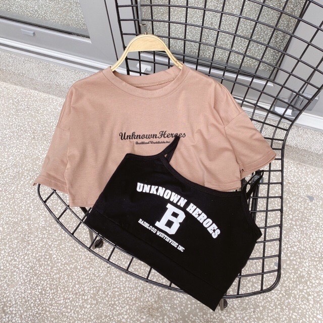 [HCM]Áo thun Croptop + BRA B (Set 2 áo CROPTOP & BRA)