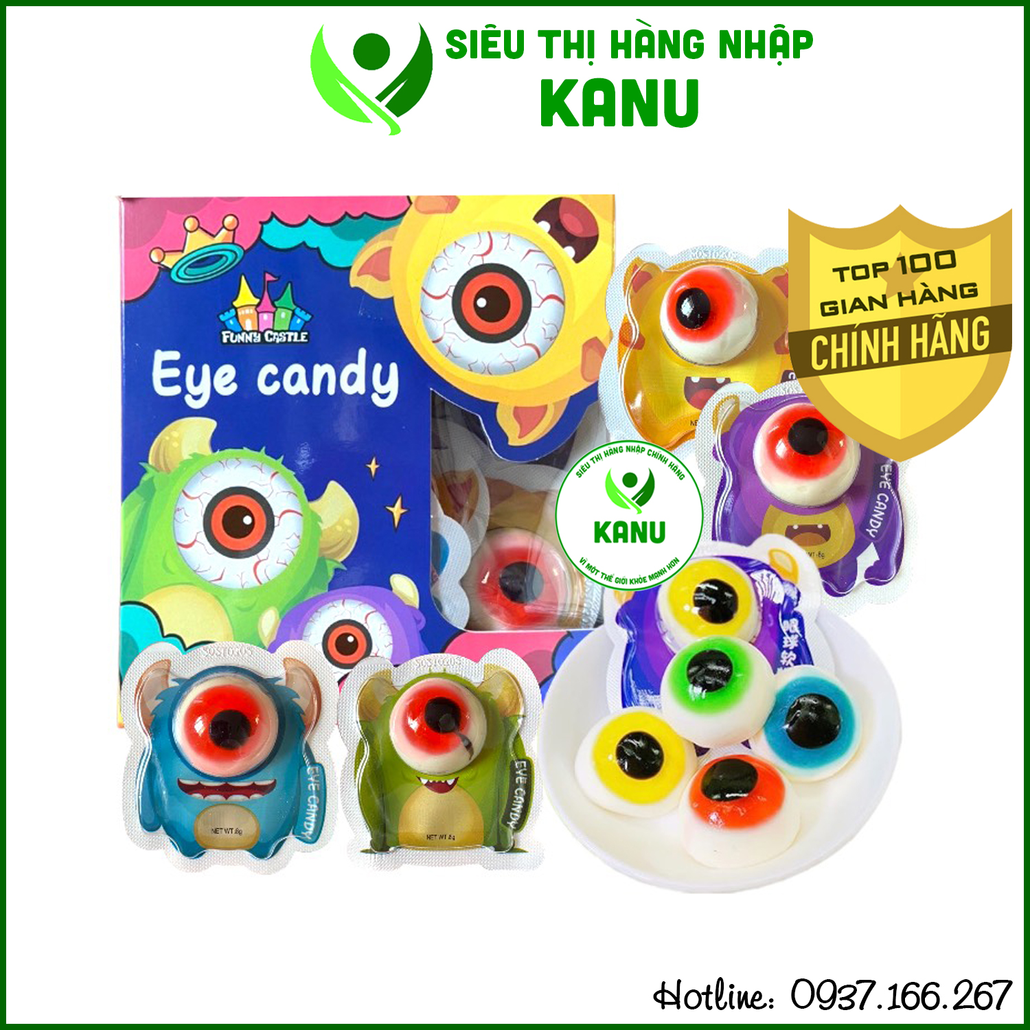 [Hộp 30 cái] Kẹo dẻo con mắt Eye Candy Funny Castle HongKong