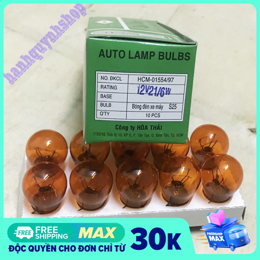 Hộp 10 Bóng Đèn Xi Nhan Ô Tô Chân Cài 2 Tóc 12V 21/6W