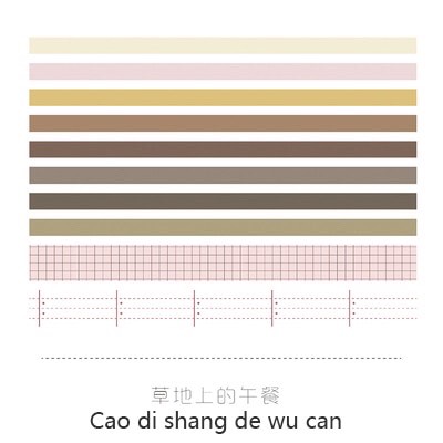 Set 10 cuộn washi tape phong cách vintage, basic Canarystore54