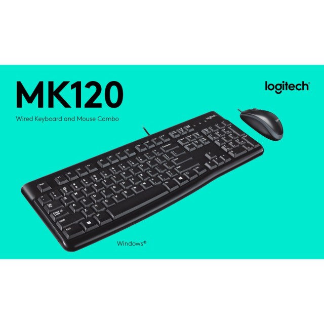 Combo keyboard + mouse logitech mk120 chính hãng. combo phím chuột có dây usb mk120 chính hãng.