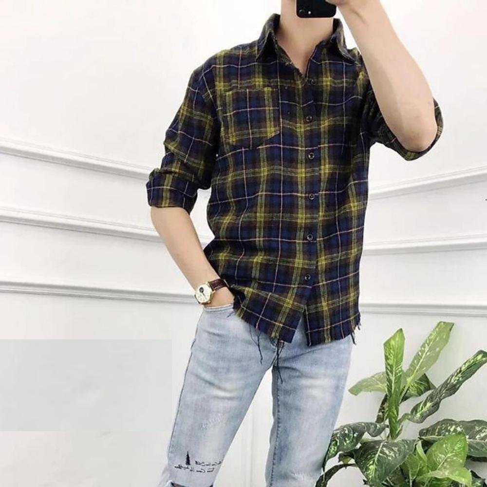 ÁO KHOÁC SƠ MI  Họa Tiết CARO  M0I Thời Trang EMEY LUXURY Phong Cách Hàn Quốc