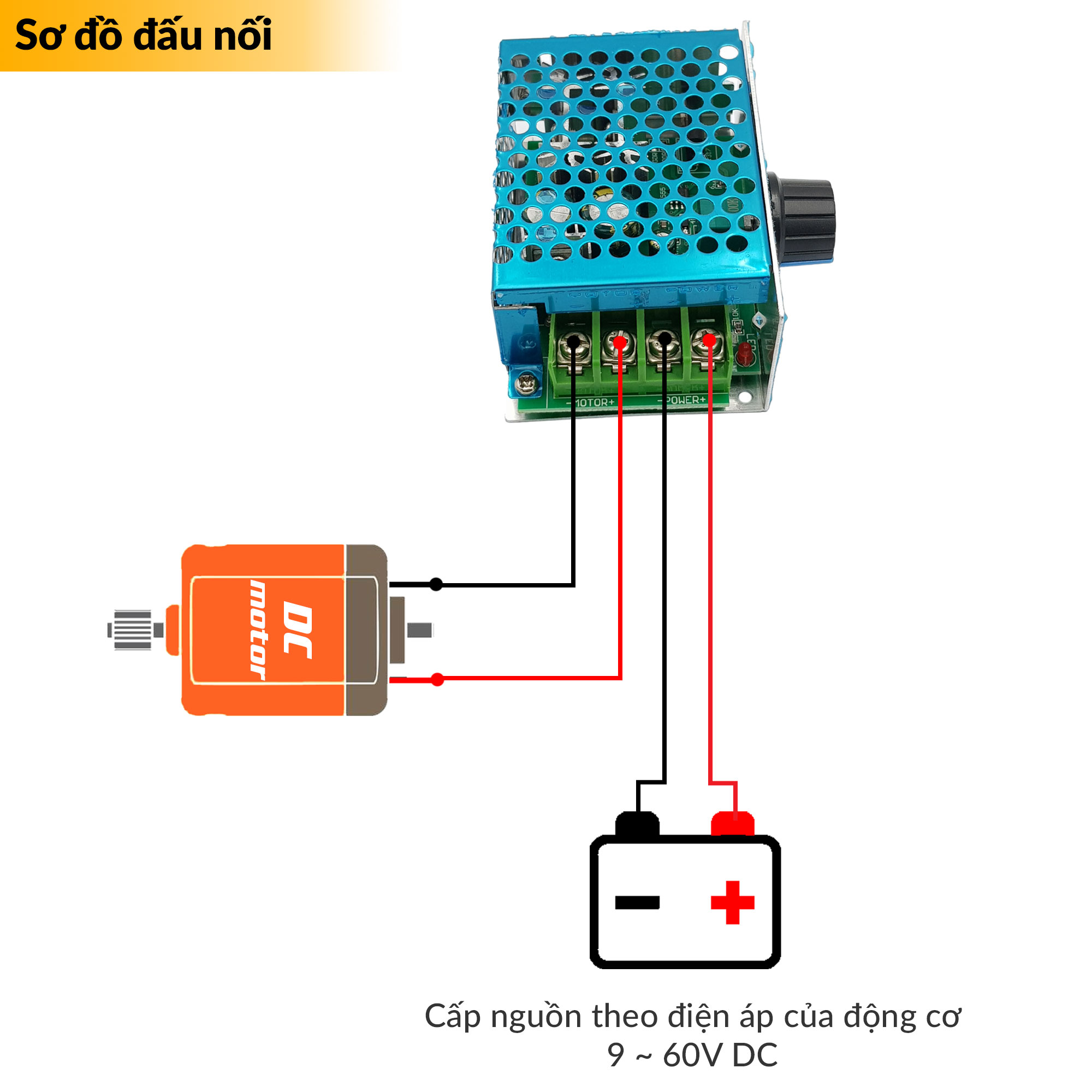 Bộ Điều Khiển Tốc Độ Động Cơ Dimmer DC 20A