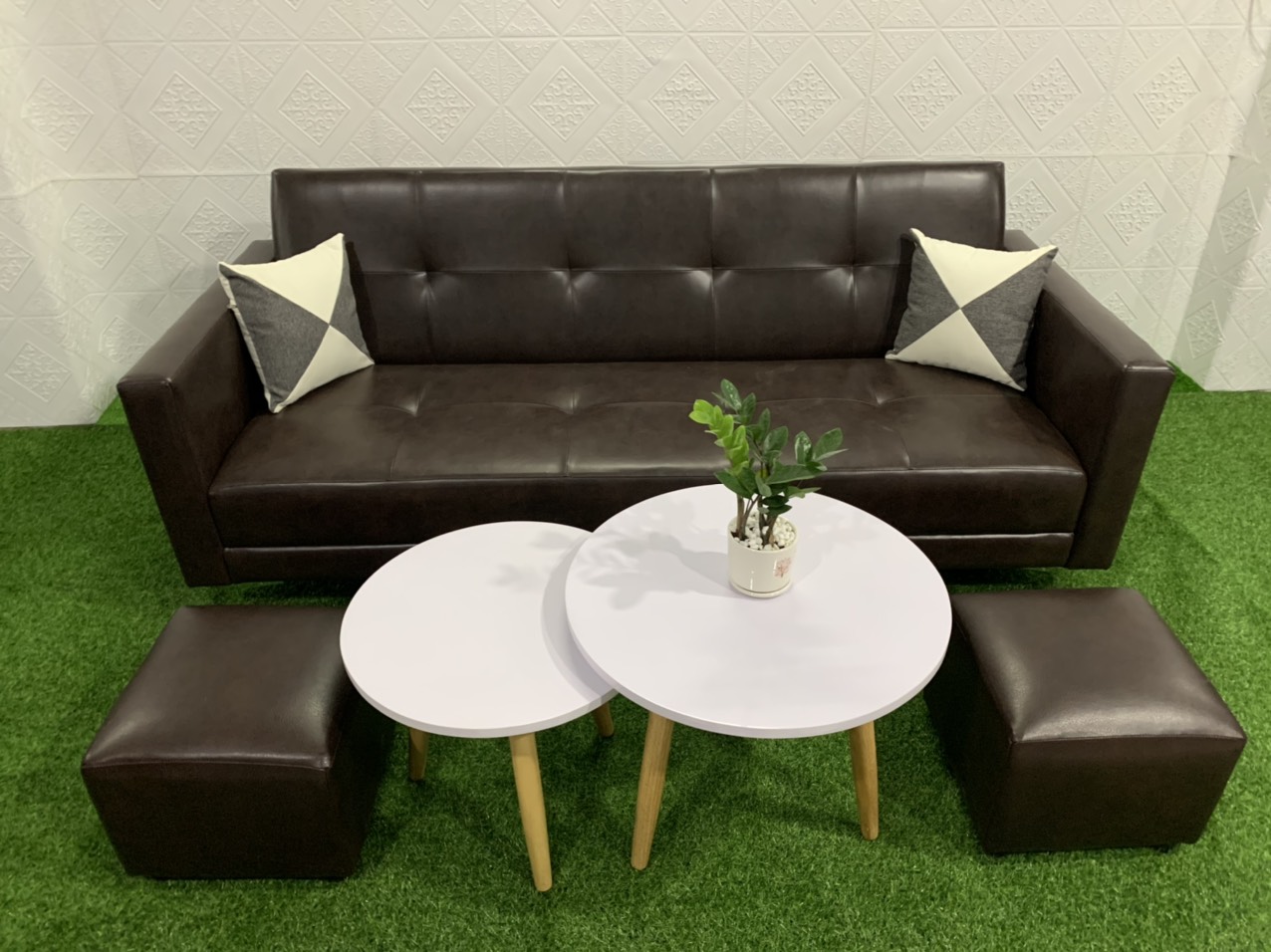 Ghế sofa giường - sofa bed phòng khách kèm 2 đôn (được kiểm hàng)