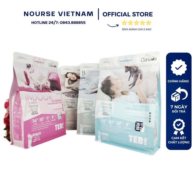 Hạt thức ăn khô cho mèo Teb A-Series mix thịt đông khô