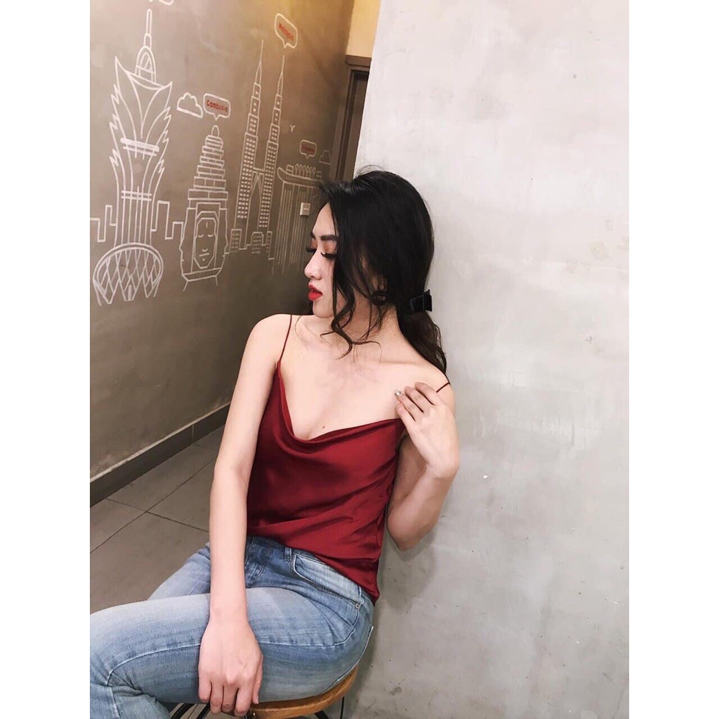 Áo hai dây lụa cổ đổ siêu đẹp