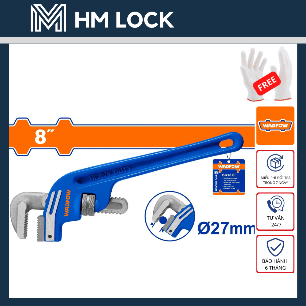 Mỏ lết mở ông trục lệch 8, 10, 12, 14, 18, 24 inch wadfow - hàng chính hãng - wpw6108 - hm lock