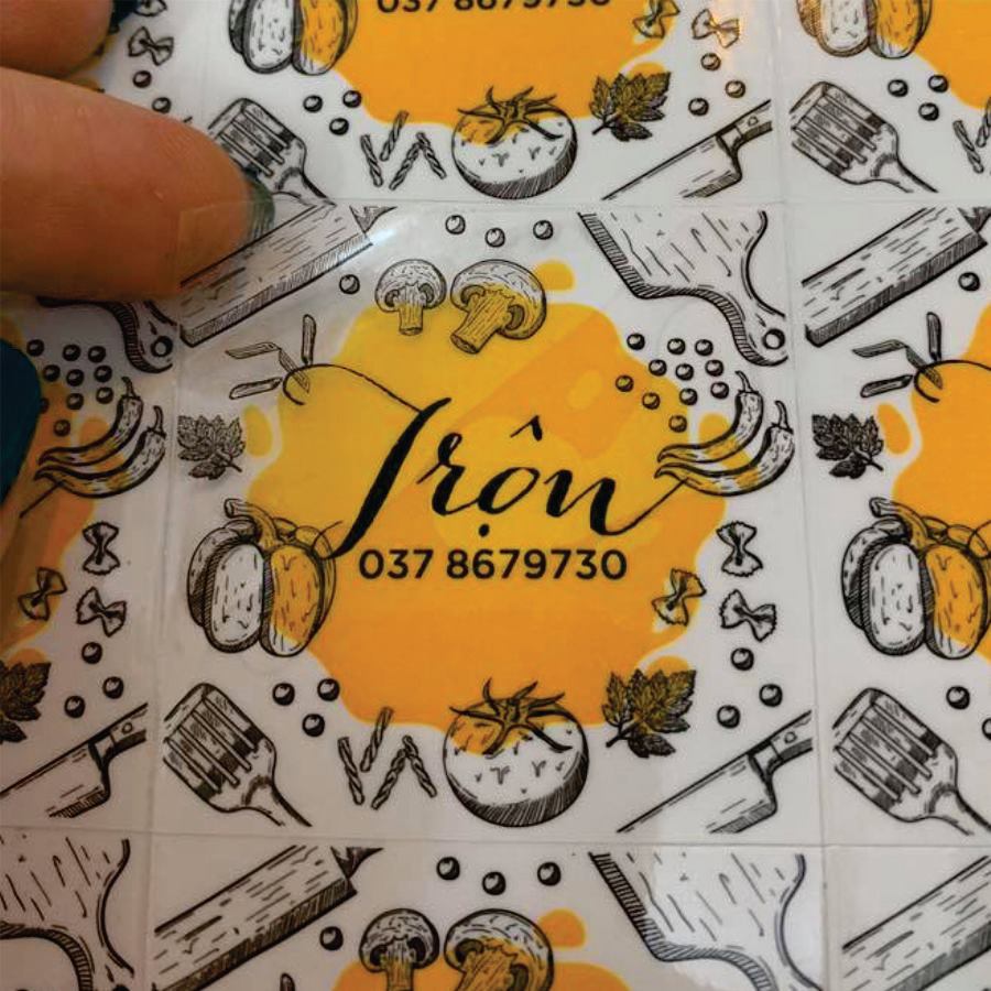 120 Tem nhãn (6cmX6cm) miễn phí thiết kế theo yêu cầu